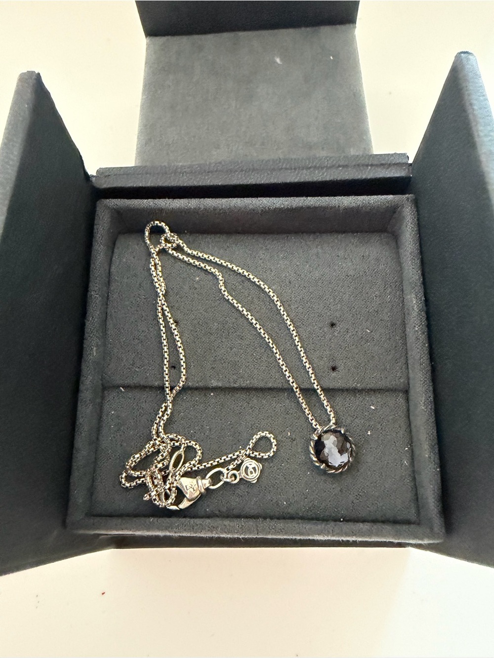 David Yurman Silver Necklace with Smoky Brown Gemstone Pendant - Picture 5 of 5